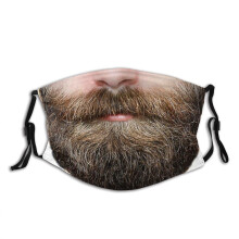Funny Face Mask Beard Moustache Design with 2 Filters, Reusable Washable for Adults and Teens