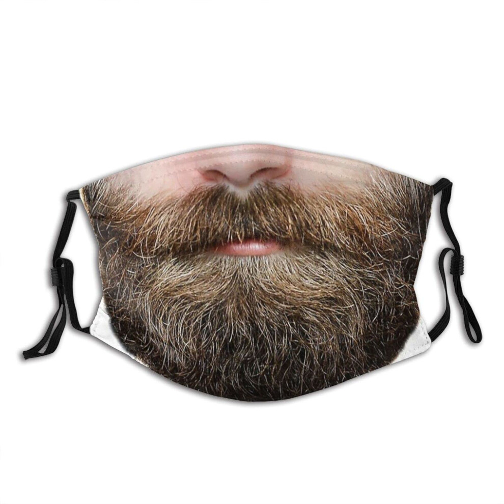 Funny Face Mask Beard Moustache Design With 2 Filters, Reusable Washable For Adults And Teens 9455672786782