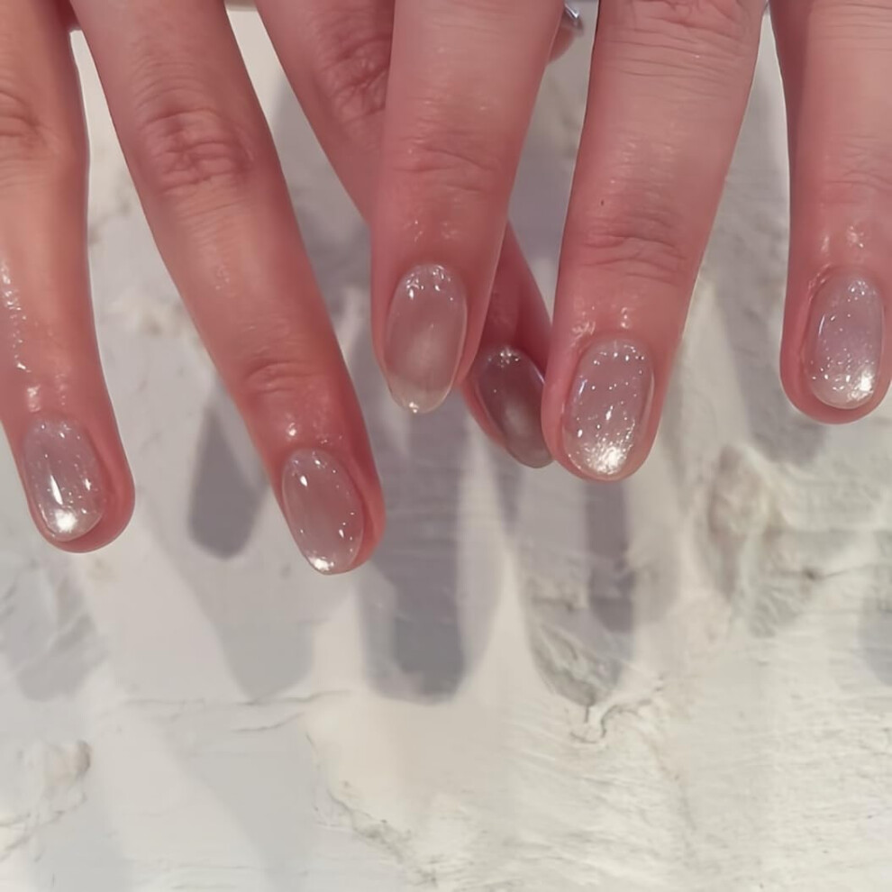 Green Short Cat Eye Press On Nails Kit Â Handmade, Salonquality, 24Pcs, Longlasting Wear