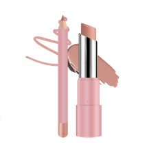 Lipstick and Lip Liner Set – Long Lasting Waterproof Pink Color with 24h Moisture Shine