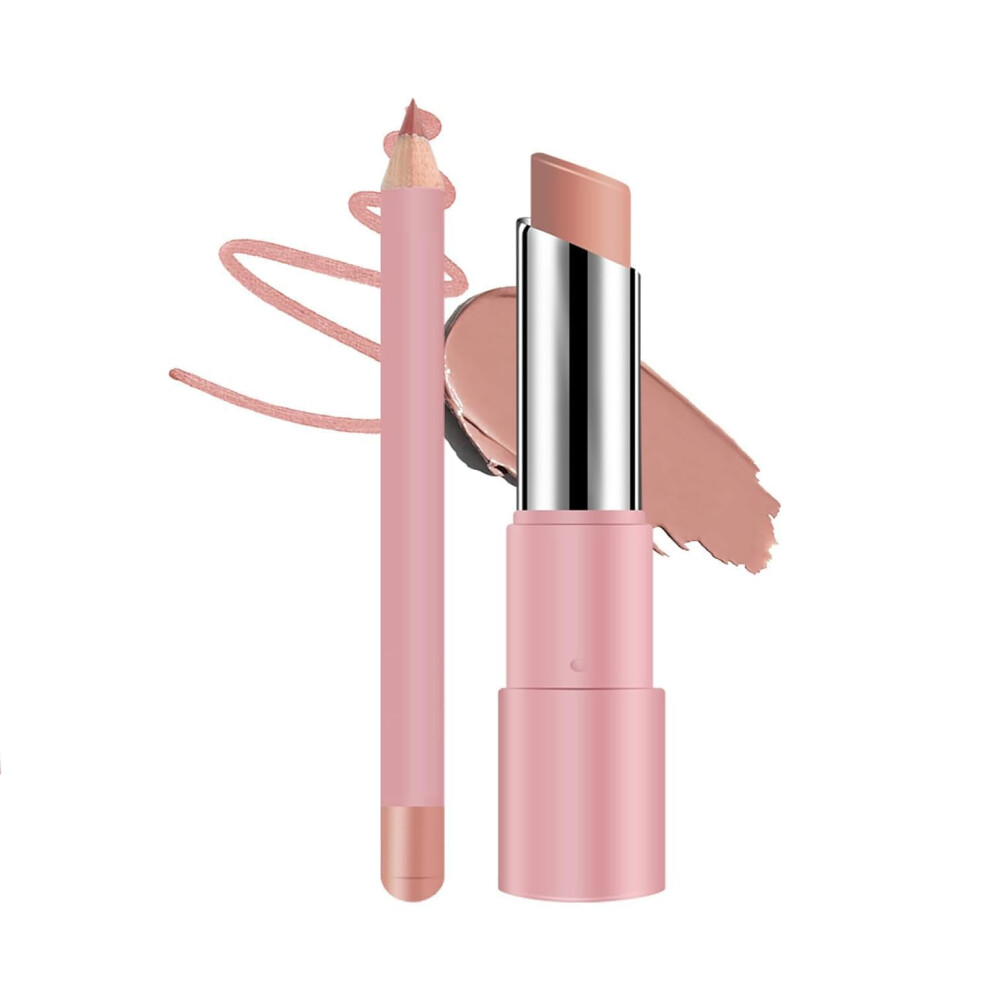 Pink Lipstick And Lip Liner Set Â Long Lasting Waterproof Color With 24H Moisture Shine