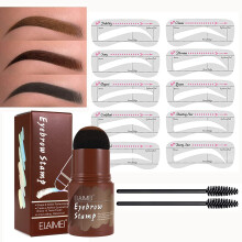 Dark Brown Waterproof Eyebrow Stamp Kit with 10 Reusable Stencils for Fast Symmetry and LongLasting Wear