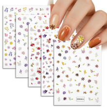 5D Flower Nail Stickers SelfAdhesive Embossed Floral Decals for DIY Manicure Acrylic Gel Nails