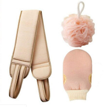 Exfoliating Bath Towel Set 3pcs with Back Scrubber for Shower, Deep Skin Cleansing, Quick Dry