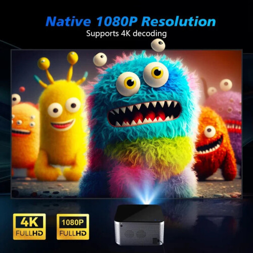 4K Android 11 Smart Projector 1080P LED WiFi6 Black 2