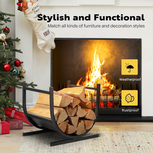 U-Shaped Metal Firewood Rack Stand 2