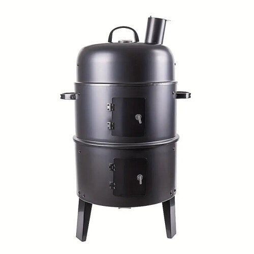 Charcoal BBQ Smoker Cast Iron Grill with Lid