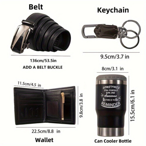Men's Gift Set with Wallet Belt Keychain (6pcs) 1