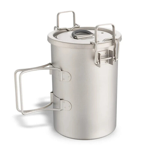 Titanium Steamer Pot Camping Cookware Silver 1