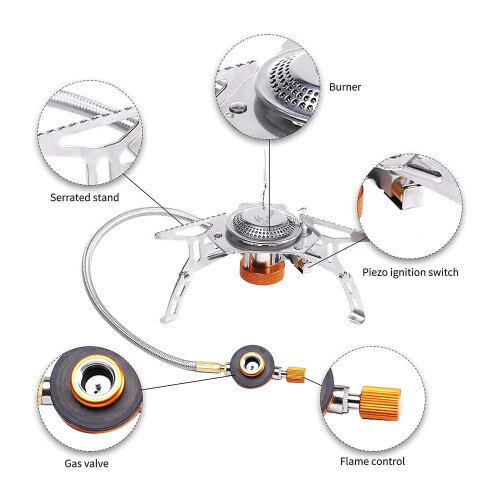 Portable Split Gas Stove 3000W Silver 1