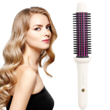Hair Straightener Brush 28mm Ionic Rotating Curling Iron 2 in 1 Fast Heating Hair Styling Tool