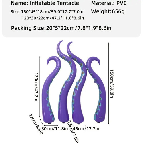 Inflatable Octopus Arms with Suction Cups (4-Pack) 2