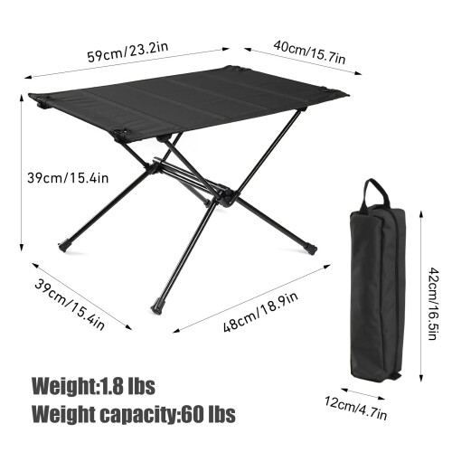 Camping Folding Roll-Up Table Black 2