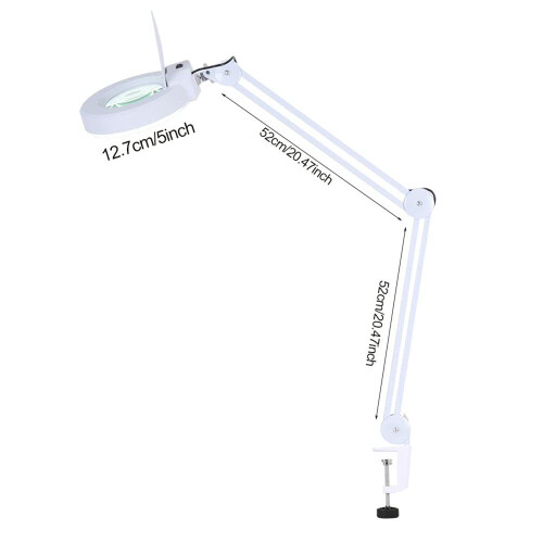 LED Magnifying Lamp 5x Precision Magnification with Clamp, Shadowless Light, Rechargeable 1