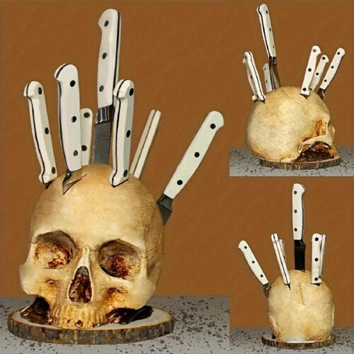 Skull Knife Holder Kitchen Storage Rack 1
