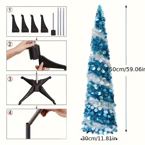 Blue White Glitter Christmas Tree 1