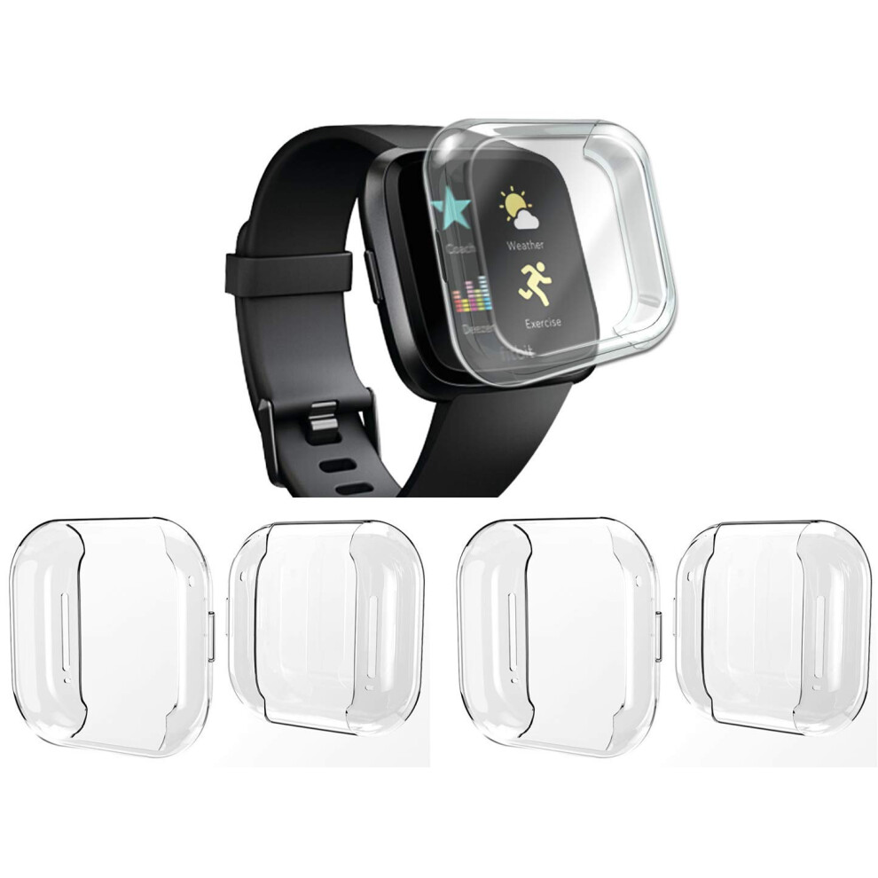 4 Pack Clear Tpu Full Coverage Shockproof Bumper Protection Case For Fitbit Sense And Versa 3 9053599131717