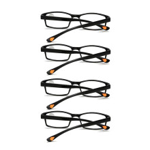 Reading Glasses 4.00X Black Frame Blue Light Blocking TR90 Unisex for Clear Vision and Eye Strain