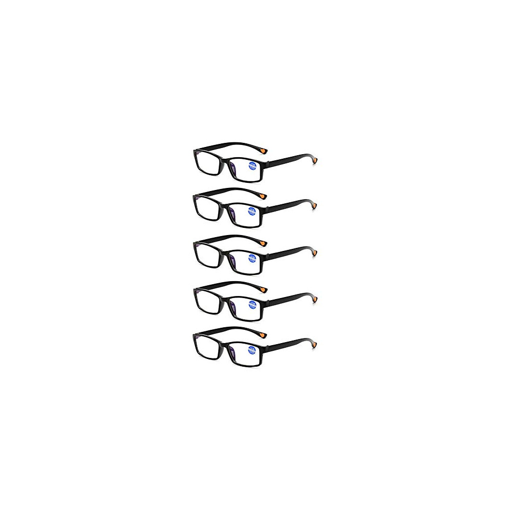 Blue/Light Blocking Tr90 Reading Glasses 5 Pack For Men And Women With Uv Protection