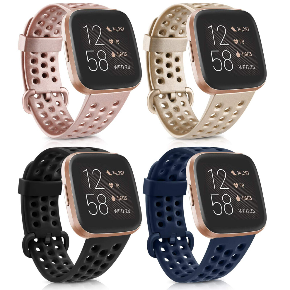 Pack Of 4 Bands For Fitbit Versa 2, Multicolor Sport Straps With Secure Adjustable Closure, Large 9455672804967