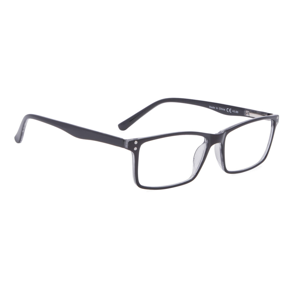 Black Reading Glasses +0.75 Spring Hinge Comfort Lightweight Unisex Design for Men and Women