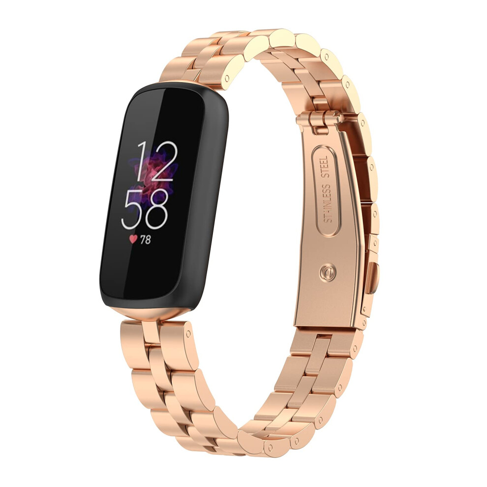 Replacement Stainless Steel Strap Rose Wristband For Fitbit Luxe Band Women And Men Gold 9053599133049