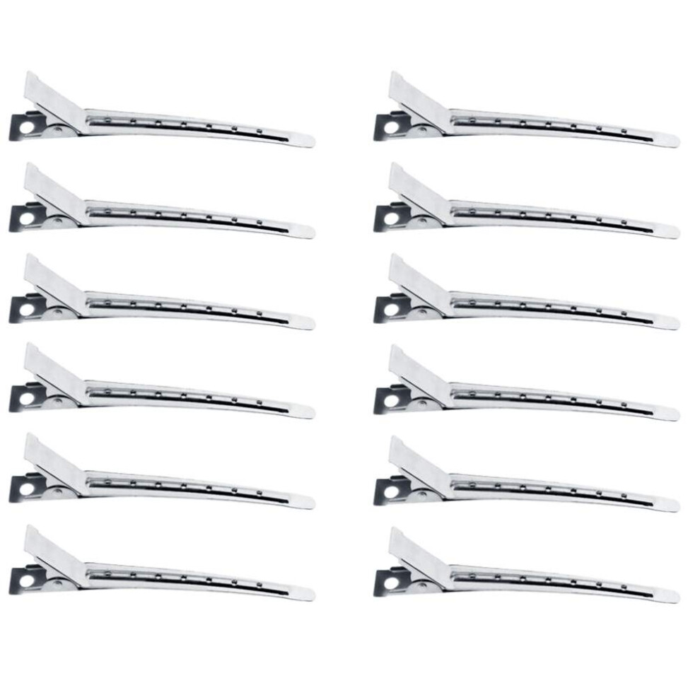 Unisex 12Pcs Metal Duckbill And Alligator Hair Clips Set For Secure Sectioning And Styling