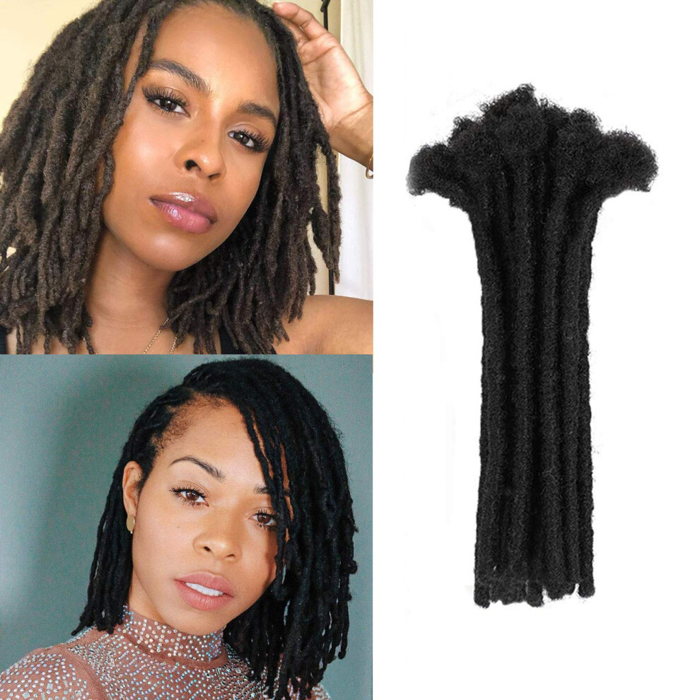 Unisex Black Human Hair Dreadlock Extensions 0.6Cm Handmade Crochet Locs Natural 70 Strands For Men And Women