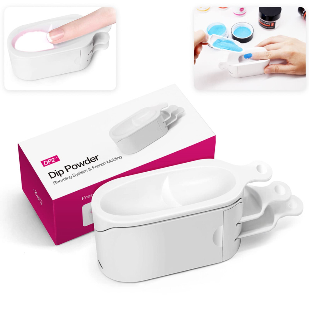 Dip Powder Recycling Tray for Nails with French Tip Guide, Easy Clean White Manicure Tray
