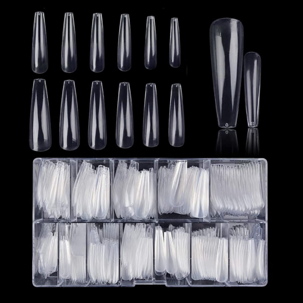 Ballerina False Nails 480PCS XXL Long Coffin Full Cover Acrylic Nail Tips Transparent