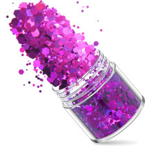 Purple Hexagonal Nail Glitter Sequins Set for UV Gel Acrylic Nails and MultiSurface Decoration (12 Boxes)