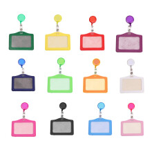 Pack of 12 Retractable Badge Holder with PU Leather ID Card Case, Heavy Duty Reel Clip, Multi Colors