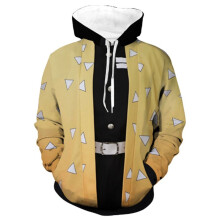 (Yellow,2XL)Demon Slayerkimetsu No Yaiba 3d Hoodie Sweatshirt Hooded Pullover Coat Jacket