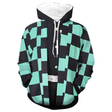 (Green,5XL)Demon Slayerkimetsu No Yaiba 3d Hoodie Sweatshirt Hooded Pullover Jacket Coat