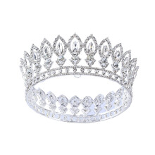 Crystal Rhinestone Bridal Crown Vintage Princess Design Silver Plated Wedding Tiara for Bride