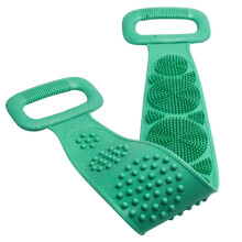 Silicone Bath Brush with Long Handle, DualSided Back Scrubber for Exfoliating and Massage, Green