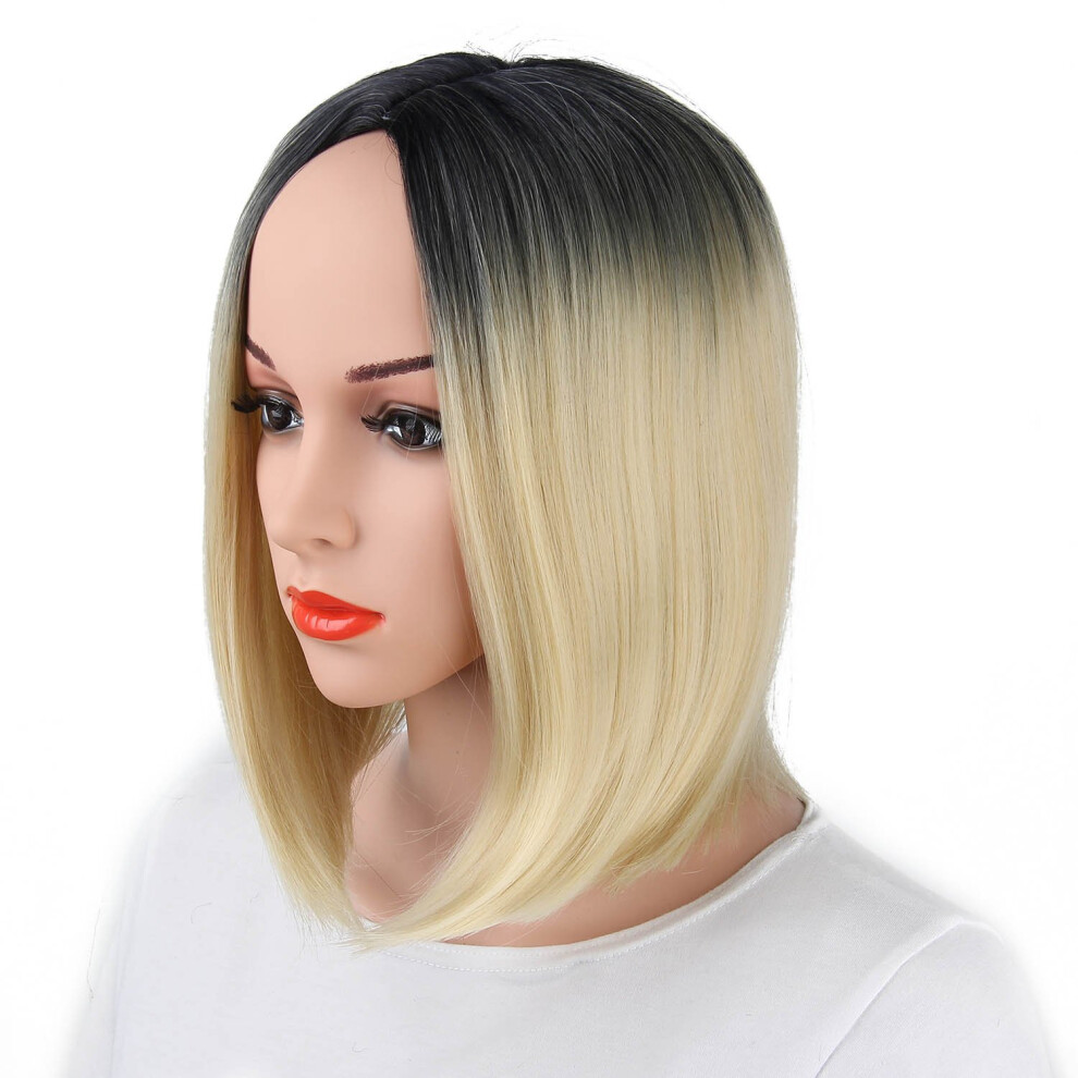 Unisex Short Bob Wig 13' Synthetic Straight Heat Resistant Blonde Cosplay For Women With Natural Look