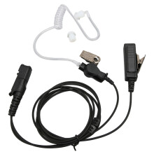 Walkie Talkie Earpiece Acoustic Tube Headset 2 Way Radio Stainless Steel Clip