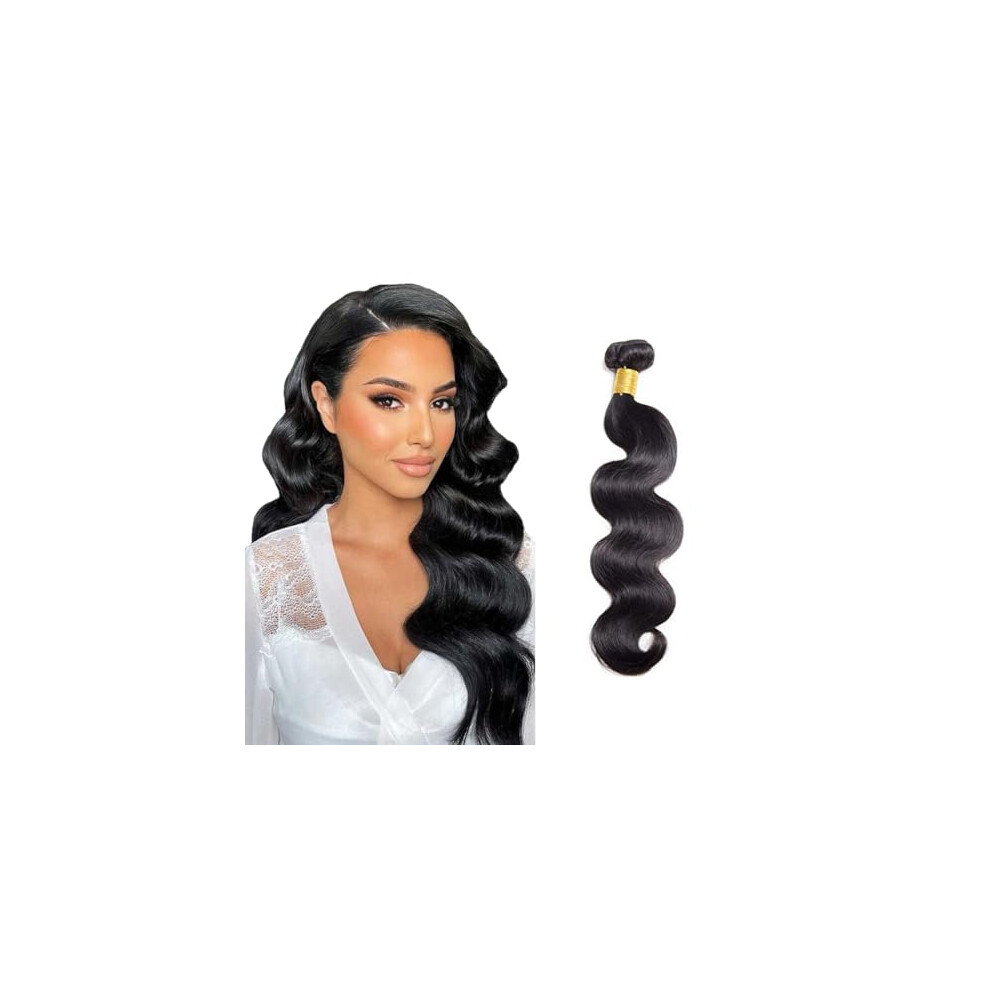 Unisex Black Brazilian Body Wave Virgin Human Hair Bundle 8A 100G Natural 12' Soft Glossy Tangle