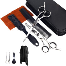 Professional Hair Cutting Scissors Set with Thinning Shears, Razor Comb and Clips, 10pcs Salon Kit