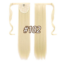 24 Inch Straight Clip In Ponytail Extension Synthetic Hairpiece Frosted Color Seamless Natural Blend
