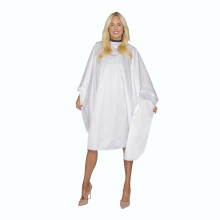 White Polyester Hair Cutting Cape with Adjustable Snap Closure for Barber and Stylist Oversized