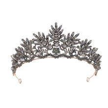 Gothic Crown Vintage Black Baroque Tiara for Women Bride Wedding Party Retro Headpiece