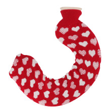 U Shaped 1L Hot Water Bag with Soft Cover for Shoulder & Travel Red
