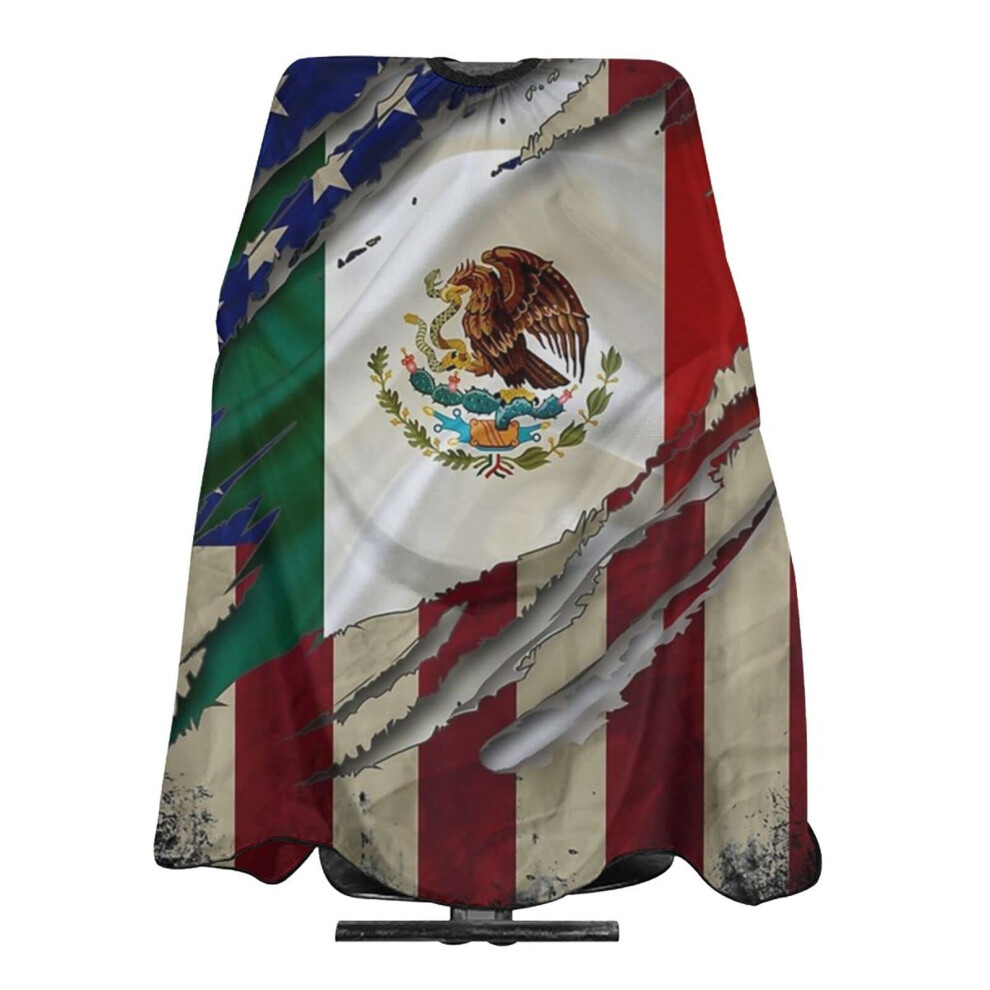 Haircut Cape Mexican American Flag Design Polyester Barber Cape 55 x 66 in Salon Quality