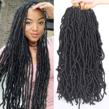 18 Inch Soft Locs Crochet Hair 1B# Pre Looped Faux Locs Extensions Lightweight Natural Texture 2 Packs