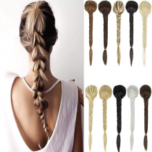 24 Inch Fishtail Braid Ponytail Hair Extension Synthetic Drawstring ClipIn Hairpiece for Women
