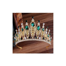 Bridal Tiara Wedding Crown with Elegant Crystal Gold Leaves Headband for Bride Hair Accessories