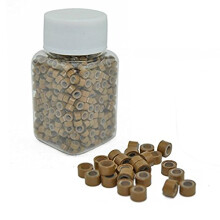 Light Brown Silicone Lined Micro Rings for I Tip Hair Extensions 1000pcs Secure Hold Beads