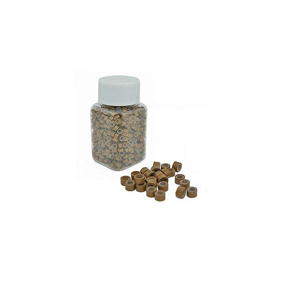 Unisex Brown Light Silicone Lined Micro Rings For I Tip Hair Extensions 1000Pcs Secure Hold Beads